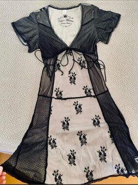 Vive Maria Black Sheer Lace Chemise-dress/ Forbidden Lingerie